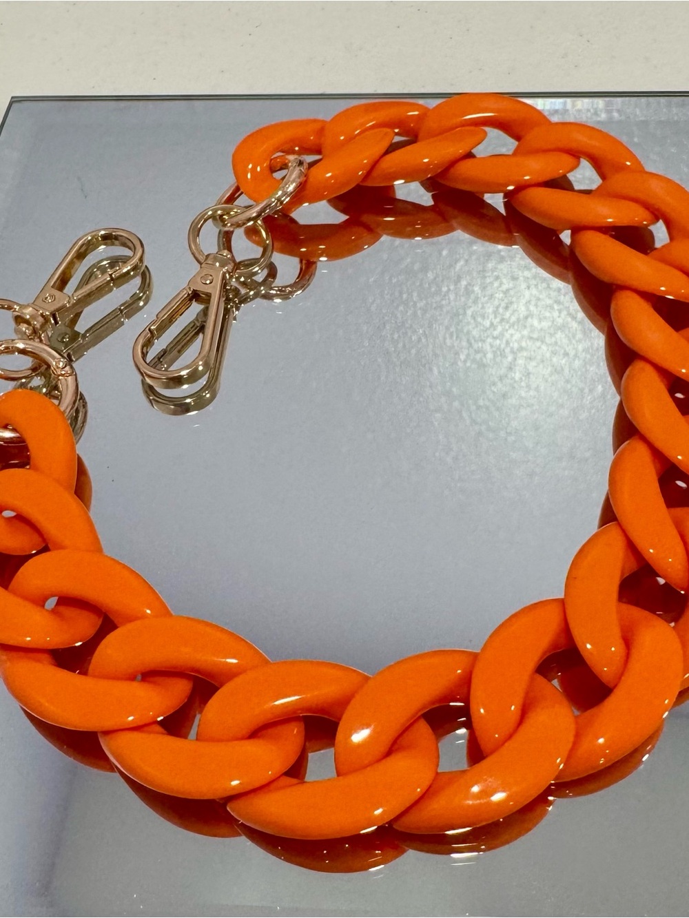 New Bright Acrylic Glossy Orange with Gold Hardware 18 inches